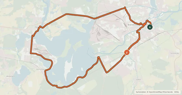 Kartenübersicht der Radroute Fontane.Rad 7. Tagestour
