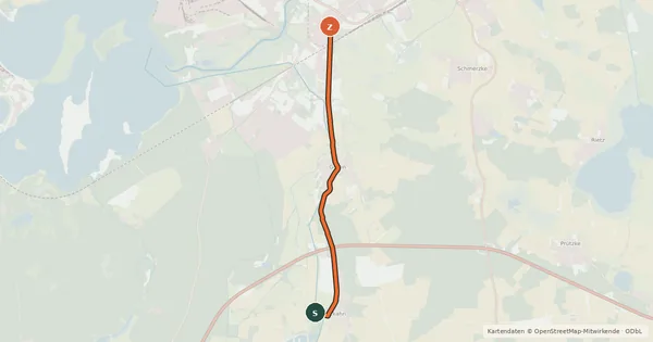 Kartenübersicht der Radroute Fontane.Rad Abstecher Reckahn