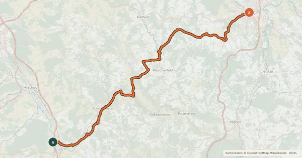 Kartenübersicht der Radroute Fränkische-Schweiz-Radweg