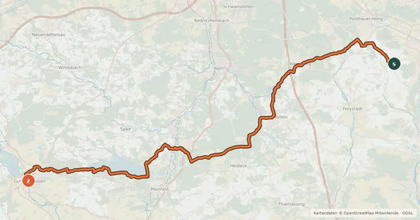 Kartenübersicht der Radroute Fränkischer-Seenland-Weg