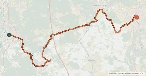 Kartenübersicht der Radroute Fränkischer WasserRadweg - Etappe 1