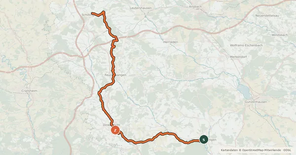 Kartenübersicht der Radroute Fränkischer WasserRadweg - Etappe 5