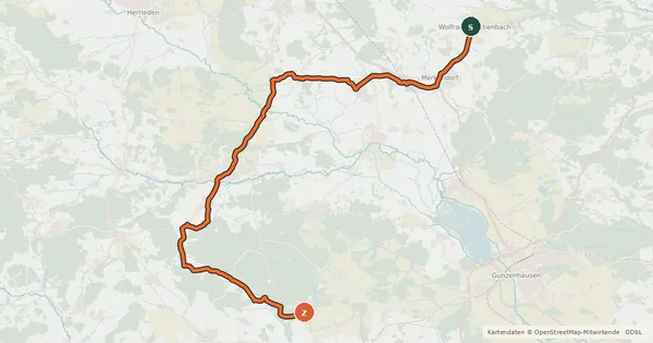 Kartenübersicht der Radroute Fränkischer WasserRadweg Zwischenroute 1