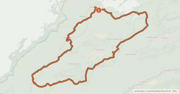 Kartenübersicht der Radroute Franches-Montagnes Tour