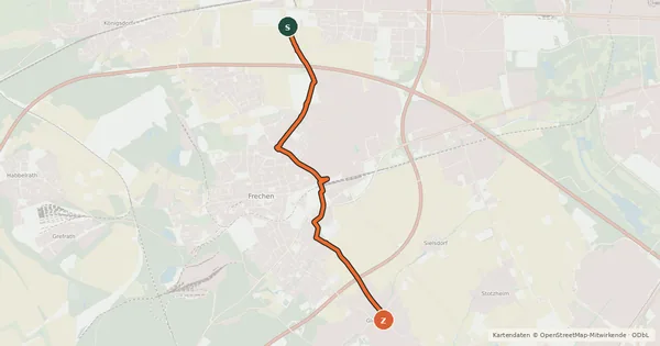 Kartenübersicht der Radroute Frechen (39) - Hürth (40)