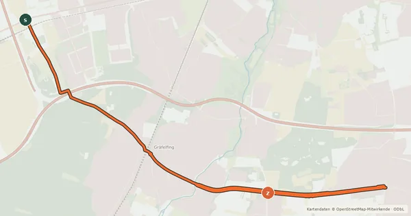 Kartenübersicht der Radroute Freiham - Großhadern