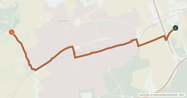 Kartenübersicht der Radroute Freiham - Harthaus - Germering - Germeringer See