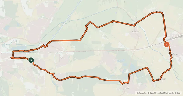 Kartenübersicht der Radroute Freizeitradroute Velpker Schweiz