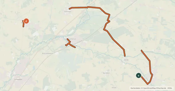 Kartenübersicht der Radroute Freudenthal-Route Radweg