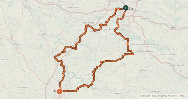 Kartenübersicht der Radroute Friedensroute (West)