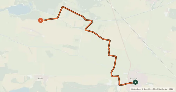 Kartenübersicht der Radroute Friesack (40) - Neustadt (66)