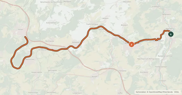Kartenübersicht der Radroute Fritz-Wunderlich-Weg