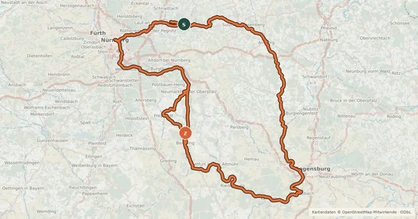 Kartenübersicht der Radroute Fünf-Flüsse-Radweg (Hauptweg)