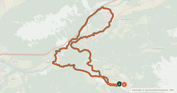 Kartenübersicht der Radroute Fünf-Orte-Runde