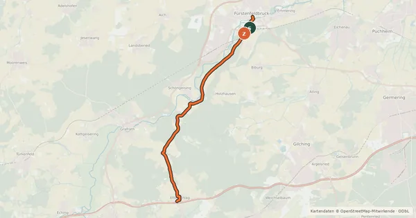 Kartenübersicht der Radroute Fünf Seen