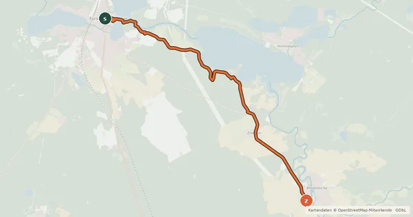 Kartenübersicht der Radroute Fürstenberg (50) - Fürstenberg (55)