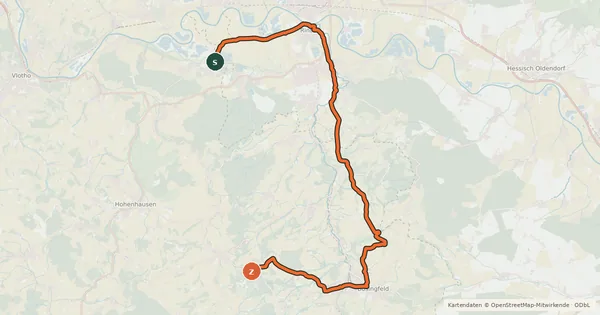 Kartenübersicht der Radroute Fürstenroute Lippe (Ergänzungsroute blau), Abschnitt Stemmen-Grennerberg.