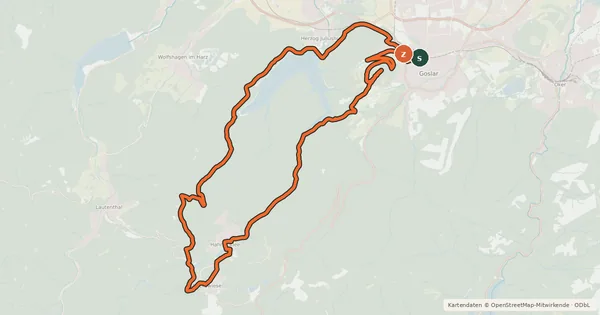 Kartenübersicht der Radroute G2 (Spritztour nach Hahnenklee)