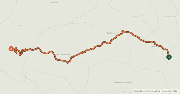 Kartenübersicht der Radroute G3 (Ljubljana-Škofja Loka-Cerkno-Želin)