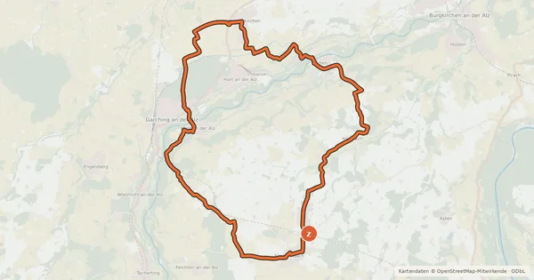 Kartenübersicht der Radroute Garching-Halsbach-Runde