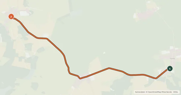 Kartenübersicht der Radroute Garlitz (31) - Gräningen (32)