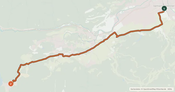 Kartenübersicht der Radroute Garmisch-Partenkirchen - Eibsee