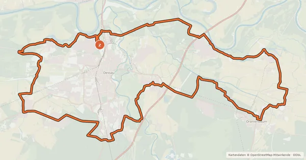Kartenübersicht der Radroute Gartenreichtour Fürst Franz