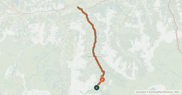 Kartenübersicht der Radroute Gasteinertal Radweg