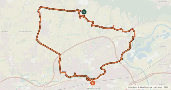 Kartenübersicht der Radroute Gastro-Tour