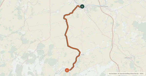 Kartenübersicht der Radroute Gaubahnradweg