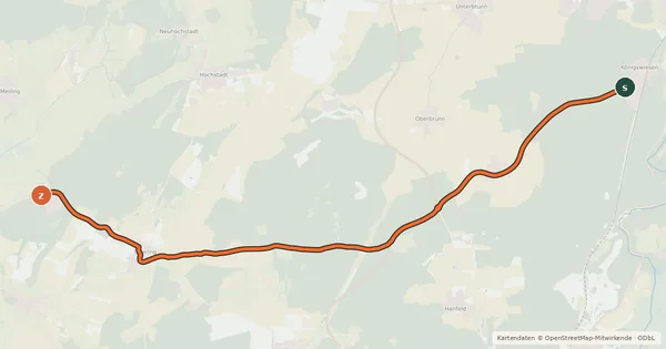Kartenübersicht der Radroute Gauting - Königswiesen - Seefeld