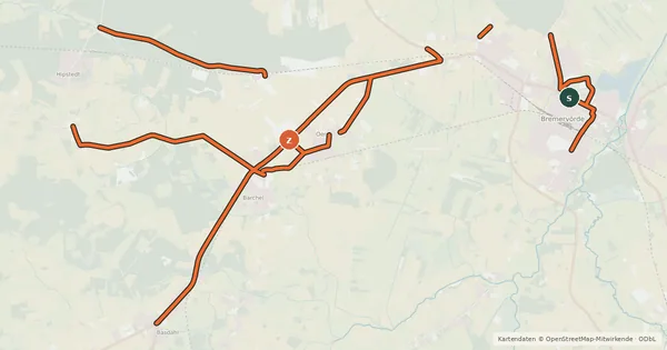 Kartenübersicht der Radroute Geest-Route