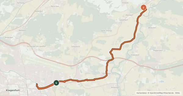 Kartenübersicht der Radroute Geiersdorfer Radweg