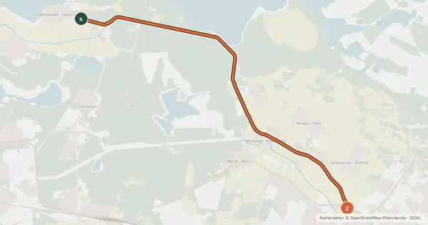 Kartenübersicht der Radroute Geierswalde - Hoyerswerda