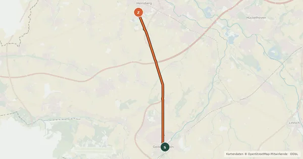 Kartenübersicht der Radroute Geilenkirchen (01) - Heinsberg (20)