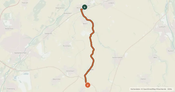 Kartenübersicht der Radroute Geilenkirchen (06) - Baesweiler (51)