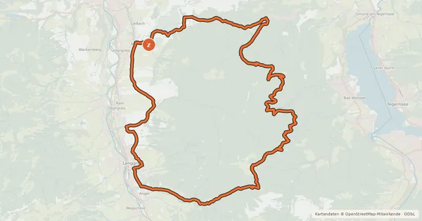 Kartenübersicht der Radroute Geißach - Richtung Marienstein - Aueralm