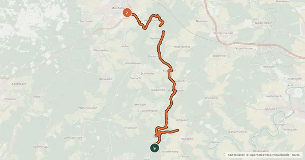 Kartenübersicht der Radroute Gelbachtalradweg