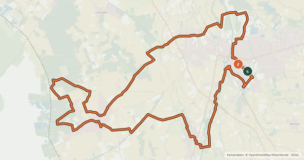 Kartenübersicht der Radroute Geldern-Route, Grün
