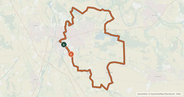 Kartenübersicht der Radroute Geldern-Route, Rot