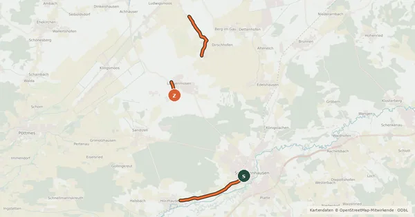Kartenübersicht der Radroute Gemüse-Tour