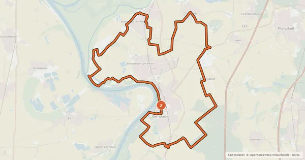 Kartenübersicht der Radroute Geopark-Radroute Ried Süd