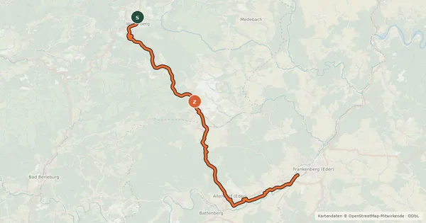 Kartenübersicht der Radroute GeoRadroute Ruhr-Eder