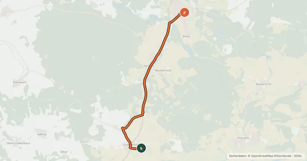 Kartenübersicht der Radroute Geotour 1, Alternative