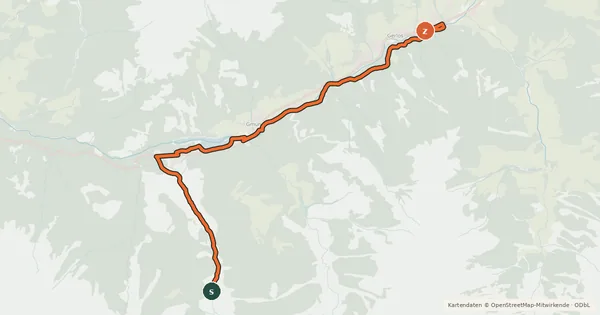Kartenübersicht der Radroute Gerlos - Schwarzachalm