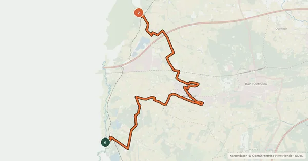 Kartenübersicht der Radroute Gildehaus-Dinkel route