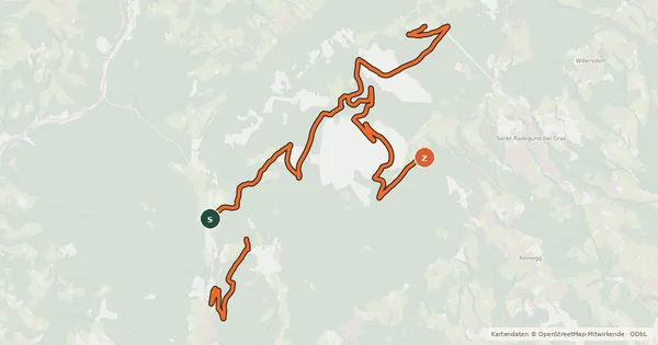 Kartenübersicht der Radroute Gipfelsturm