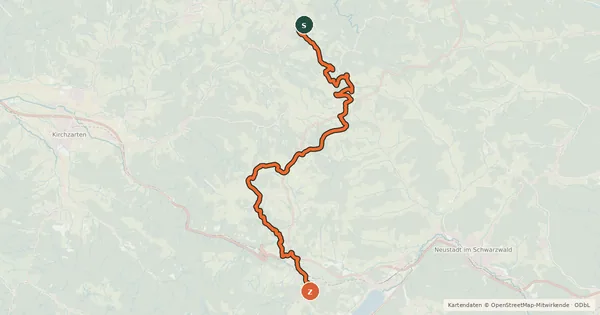 Kartenübersicht der Radroute Gipfeltrail - Zubringer St. Märgen - Breitnau - Hinterzarten
