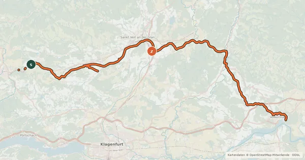 Kartenübersicht der Radroute Glan-Gurkweg