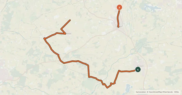 Kartenübersicht der Radroute Glandorf - Bad Laer